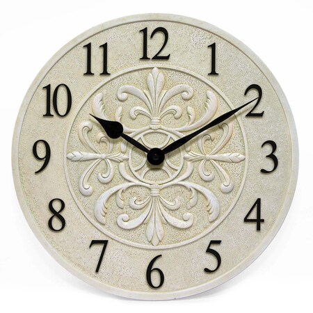 Infinity Instruments Blanc Fleur Clock - 15 in Round, White Finish Case, Open Face, Water Resistant 13377ST-C